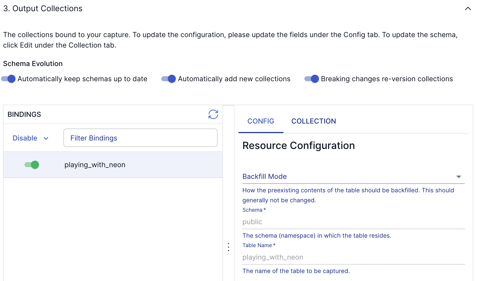 Selecting collections for replication in Estuary Flow
